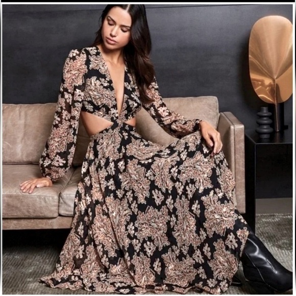 🔥Gianni Bini Marisol Jacquard Amber Flower,Cut-Out,Statement Dress, Size 10 - Picture 3 of 17